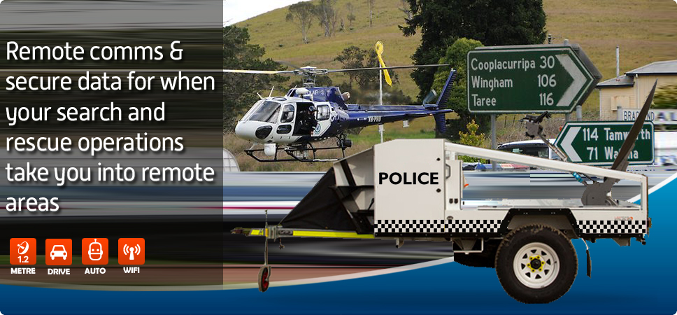 Mobile VSAT Satellite Trailer Police Search Blue